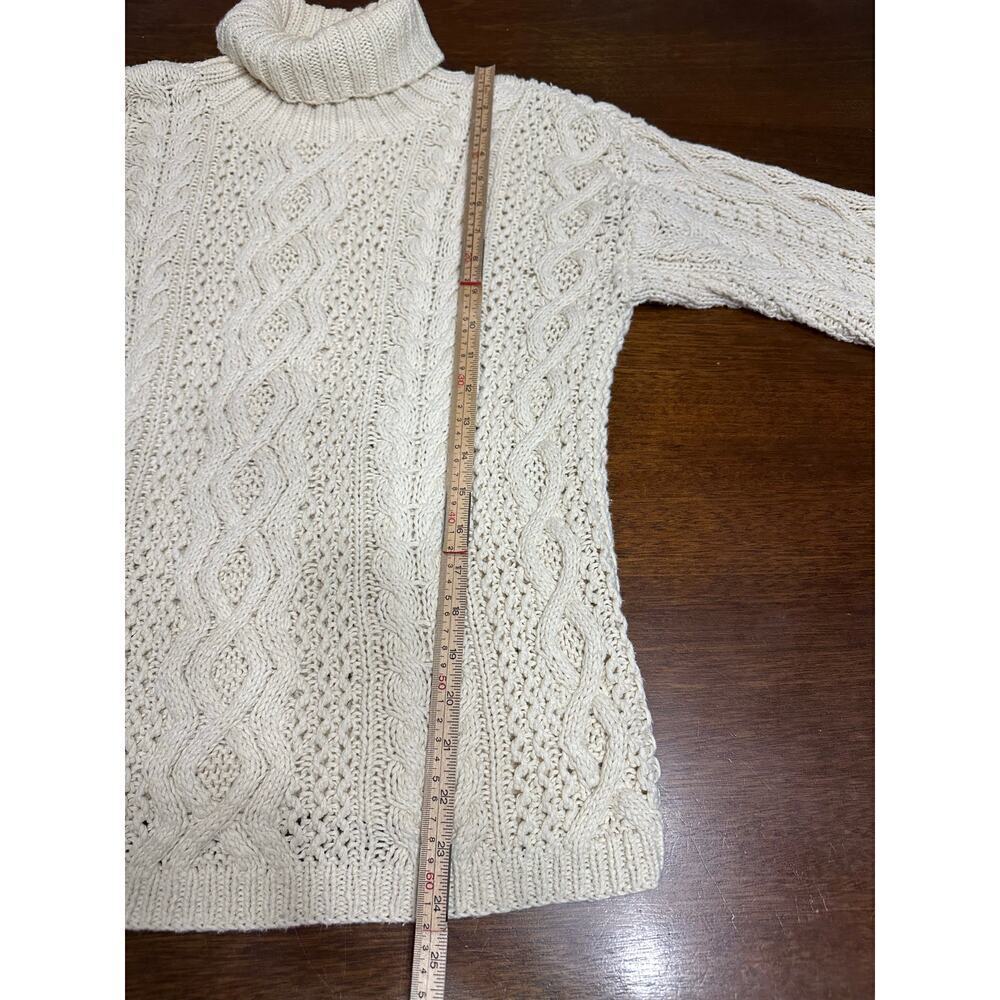 Yorkshire Knitting Co Cable Knit Fisherman Sweater Cream Women M Turtle Neck - Picture 5 of 8
